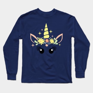 Unicorn Face with sparkles and Long Sleeve T-Shirt